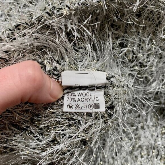 Women's Fuzzy Sweater Festive Glitter Sparkly Wool Cropped 3/4 Length Sleeve - Picture 8 of 10